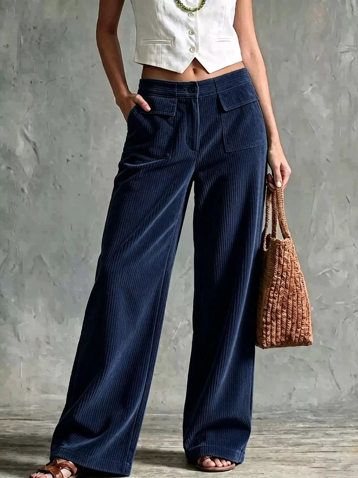 Wide-Leg Corduroy Pants