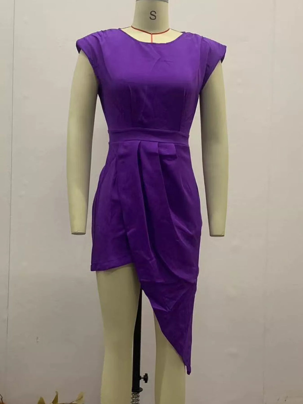Asymmetrical Backless Pleated Dress
