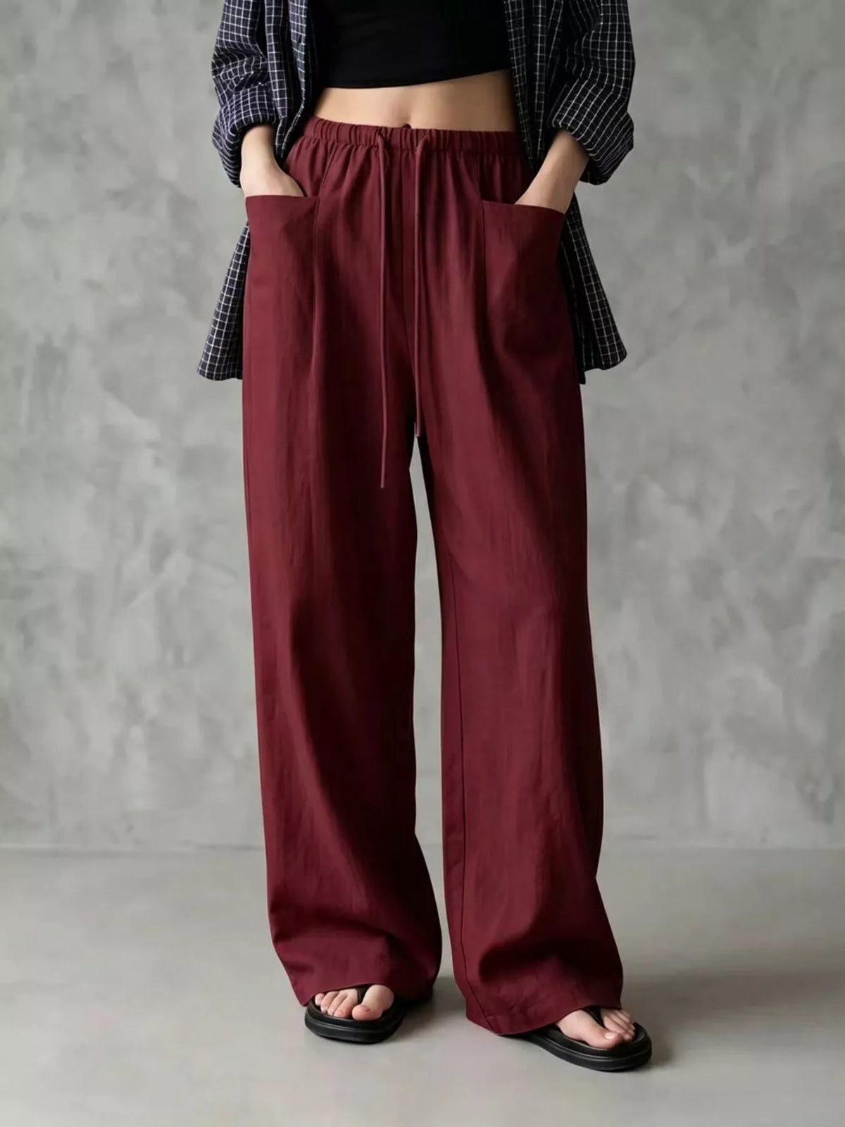 Drawstring Wide-Leg Pants