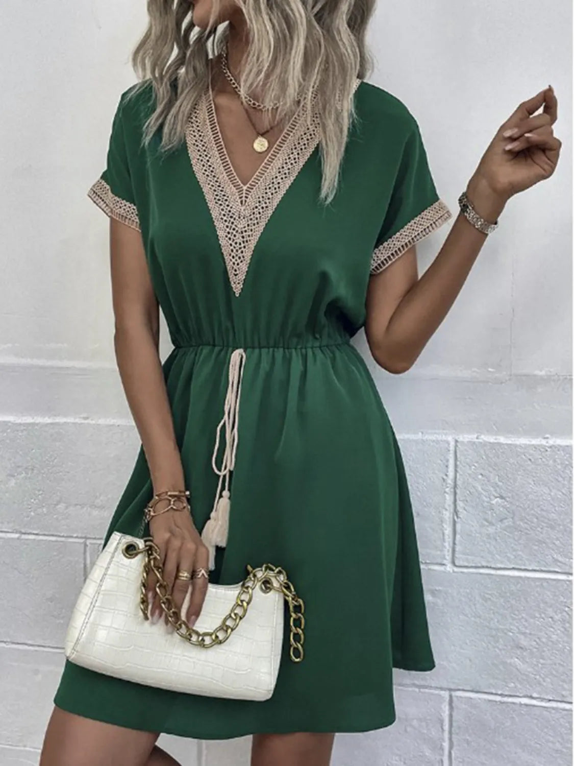 V-Neck Short Sleeve Plus Size Dress