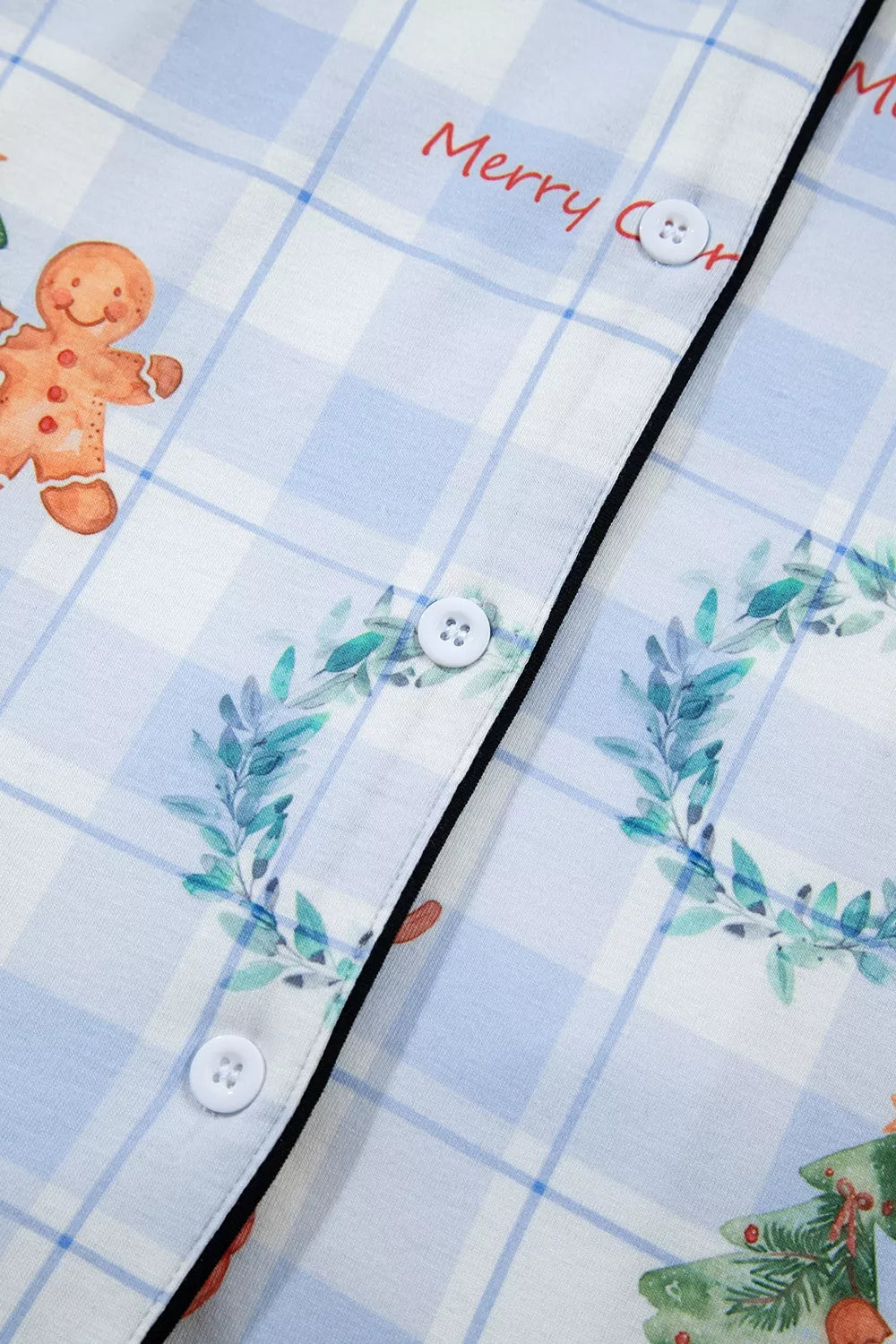 Plaid Christmas Pajama Set in Light Blue