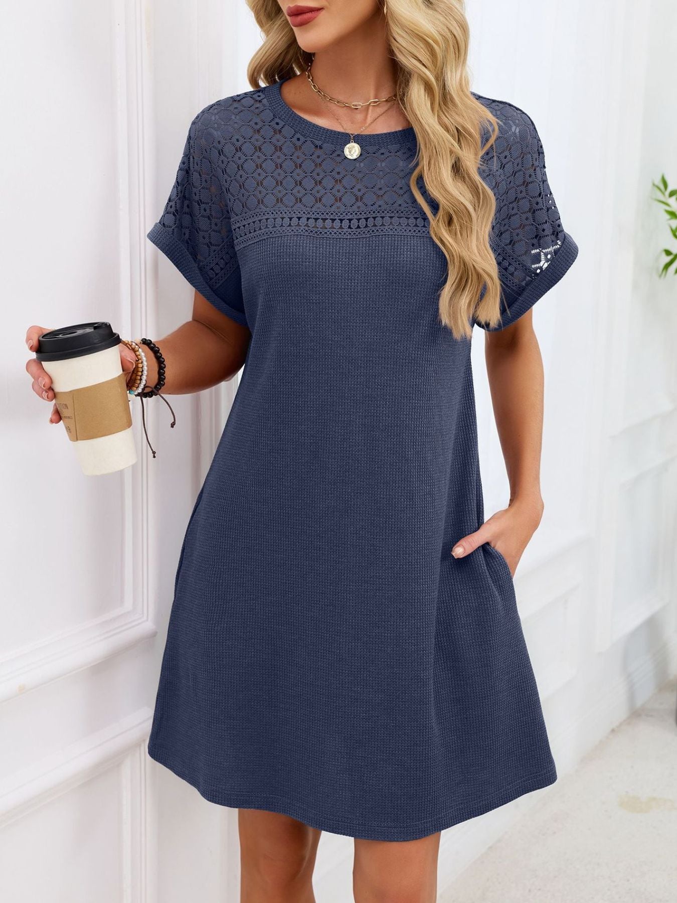 Lace Cutout T-Shirt Dress
