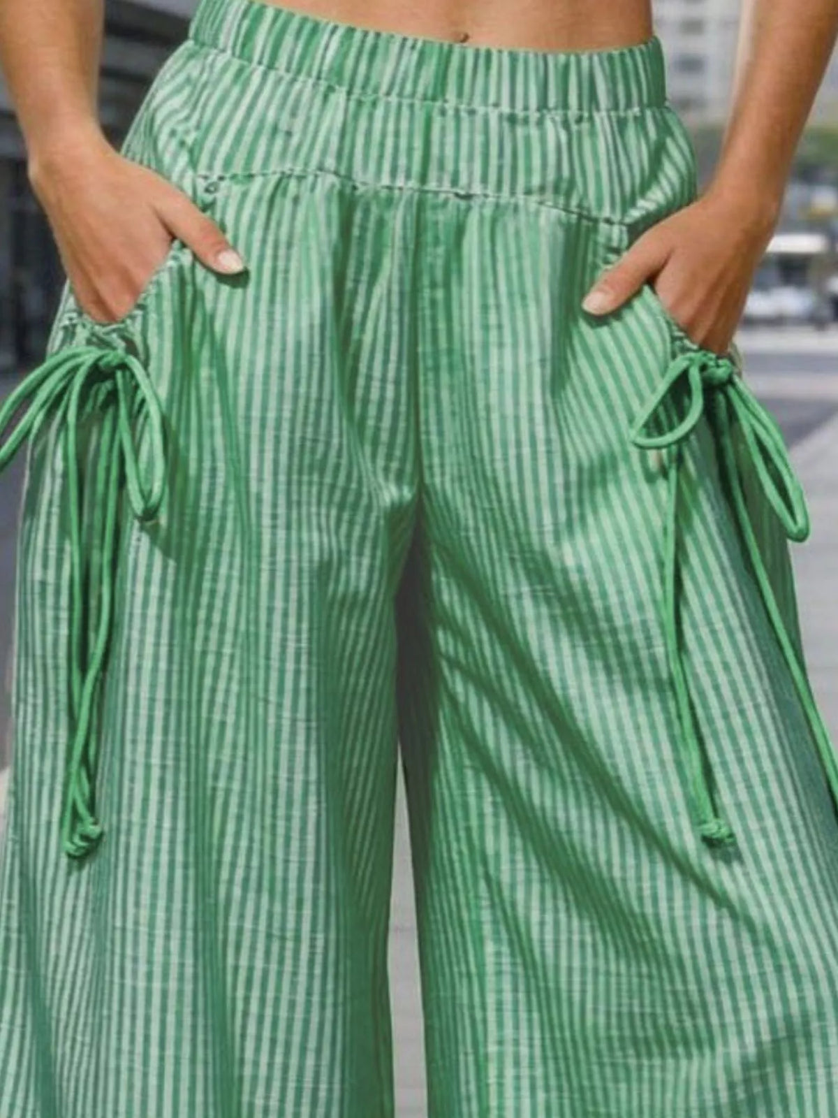 High-Waisted Striped Wide-Leg Pants