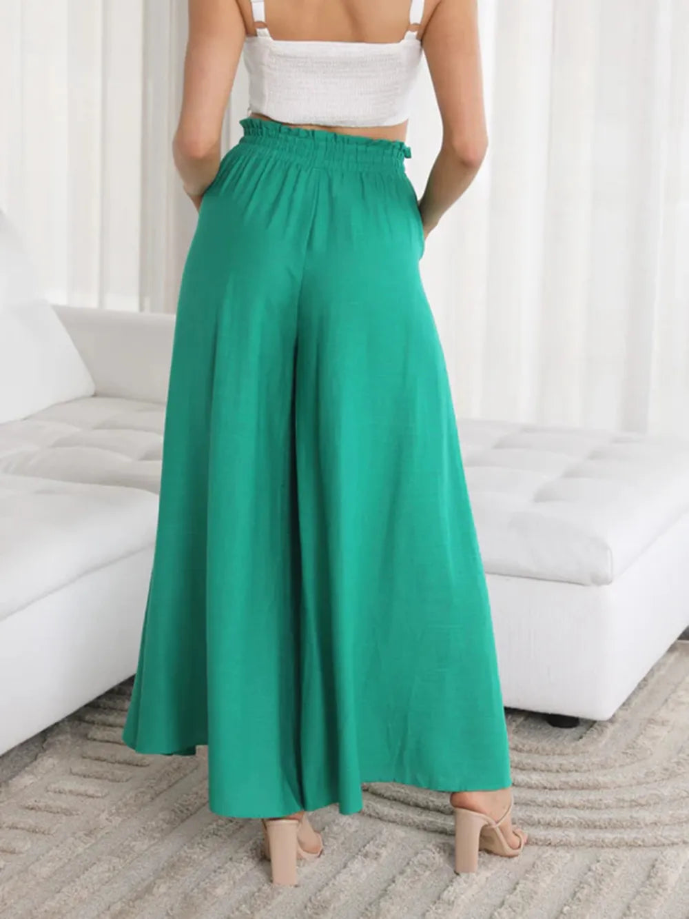 Opaque Wide Leg Pants with Pockets
