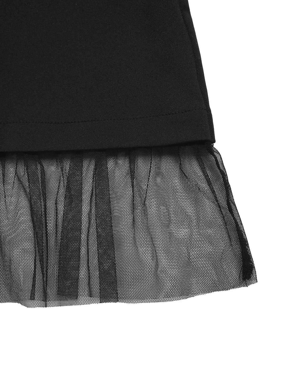 Square Neck Puff Sleeve Dress in Black