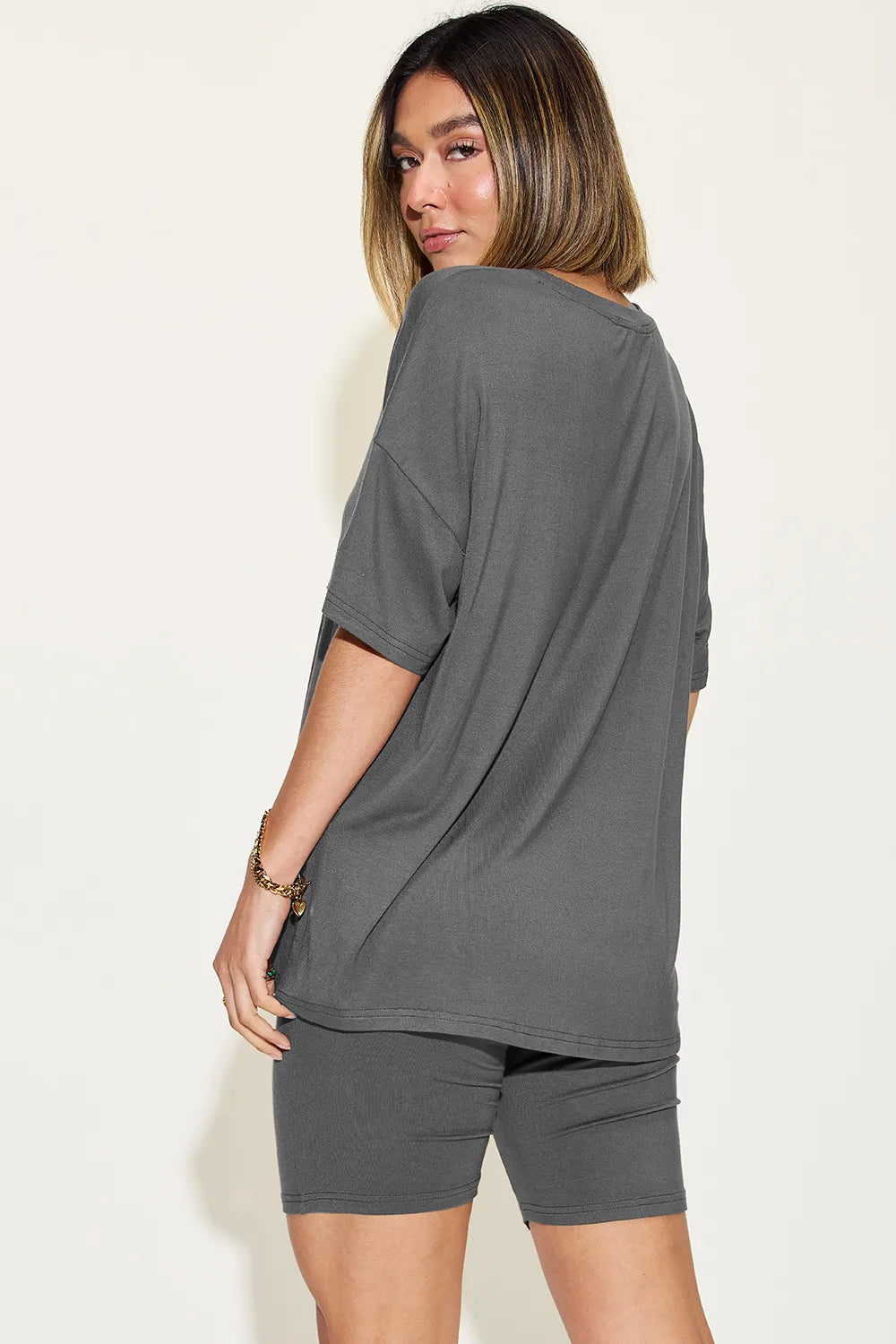 Basic Bae V-Neck Tee and Shorts Set