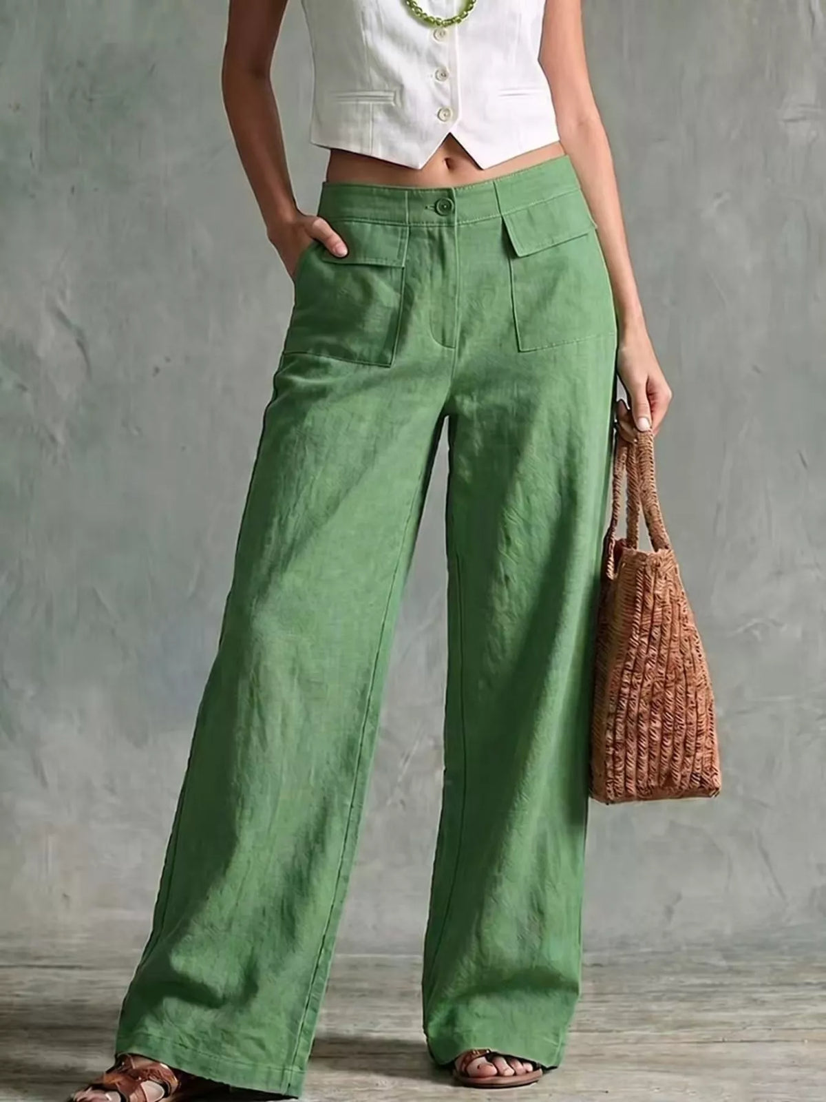Basic Wide Leg Pocket Pants