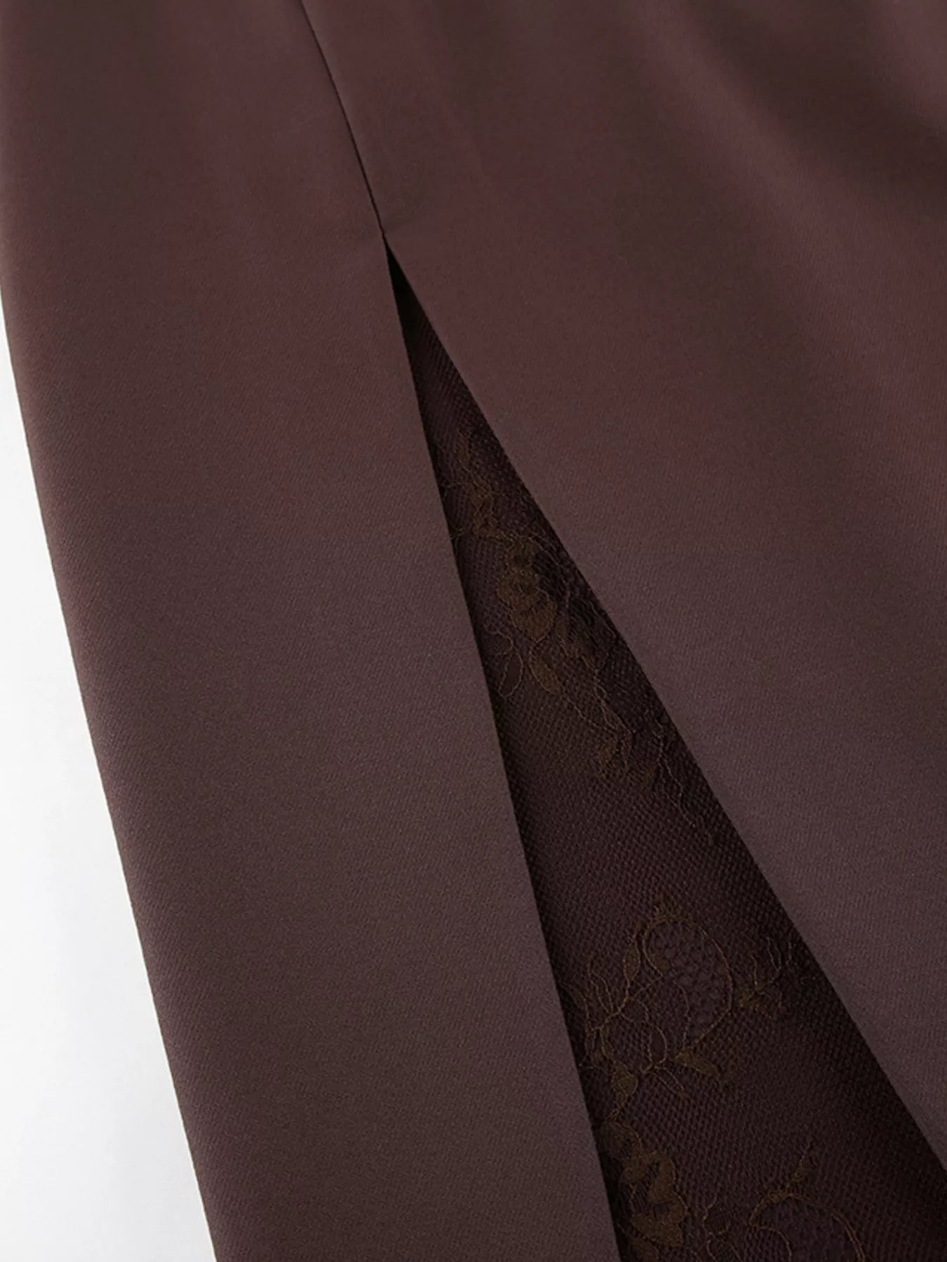 Lace-Trimmed Slit A-Line Skirt