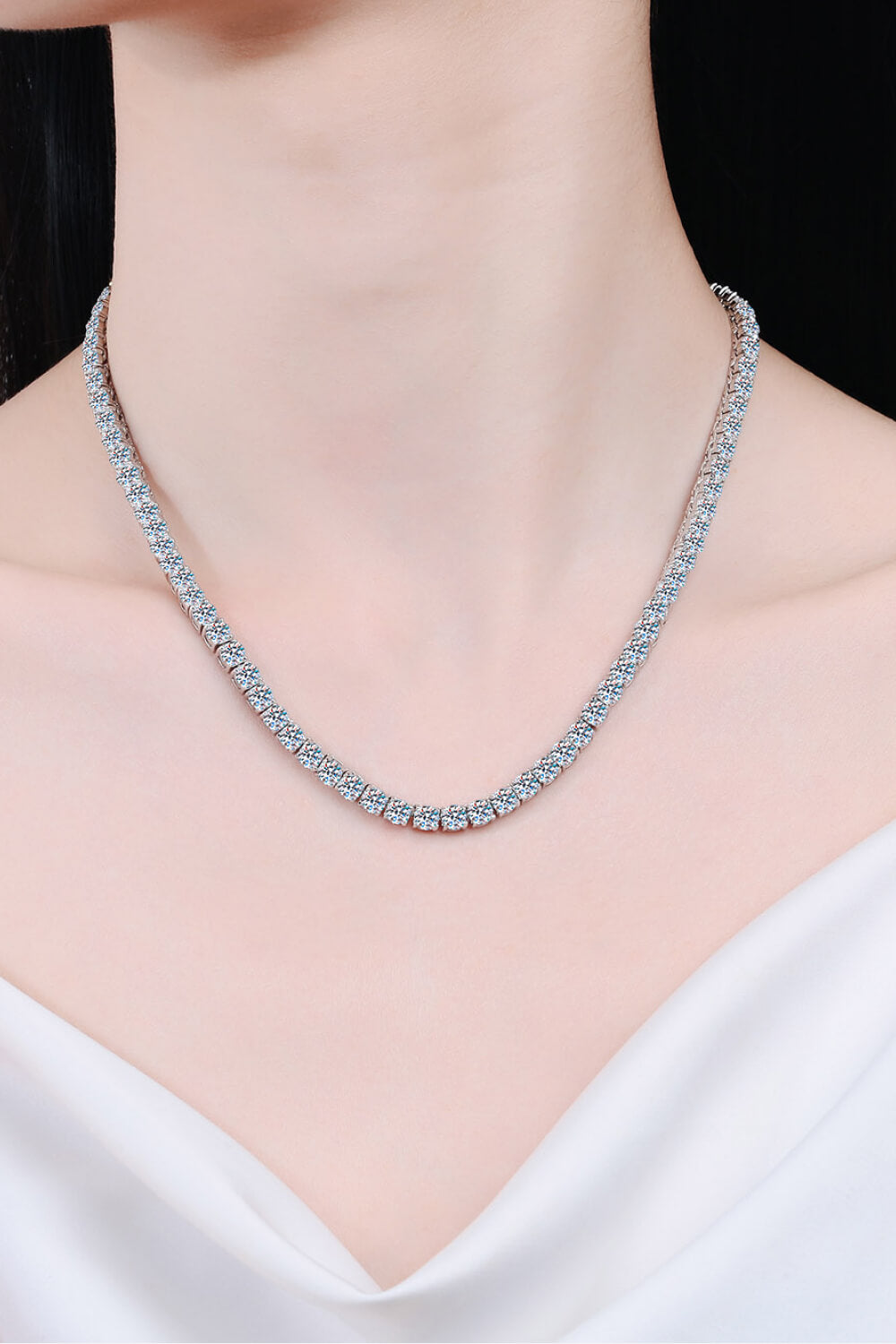 Classic Moissanite Rhodium-Plated Necklace