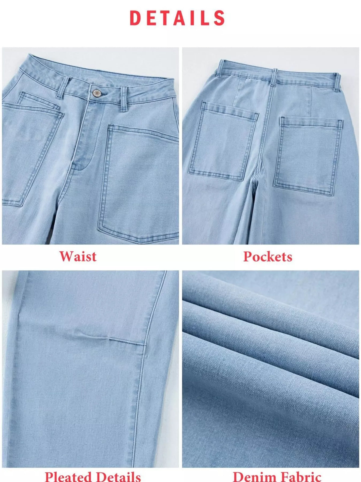 Wide-Leg Jeans with Patch Pockets by Dreamy Drapes