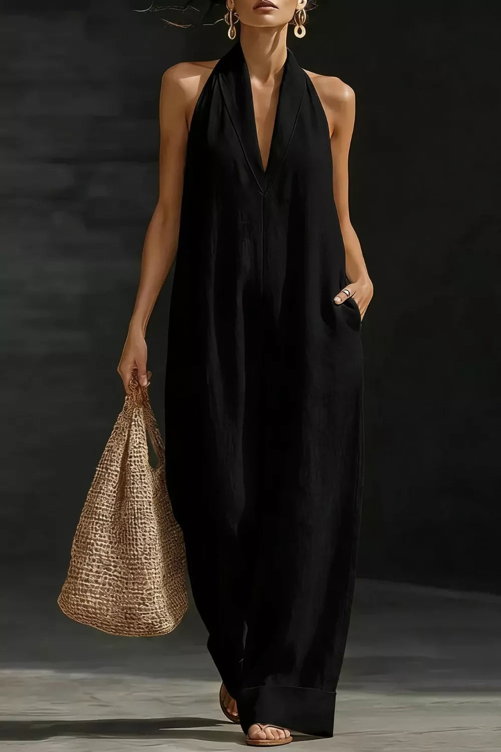 Sleeveless Wide Leg Jumpsuit with Pockets