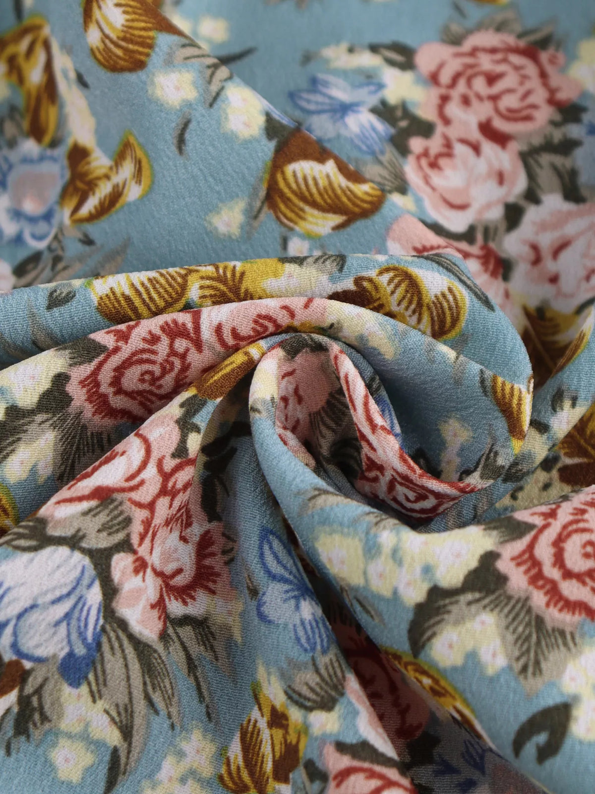 Floral Print Halter Mini Dress in Sea Blue