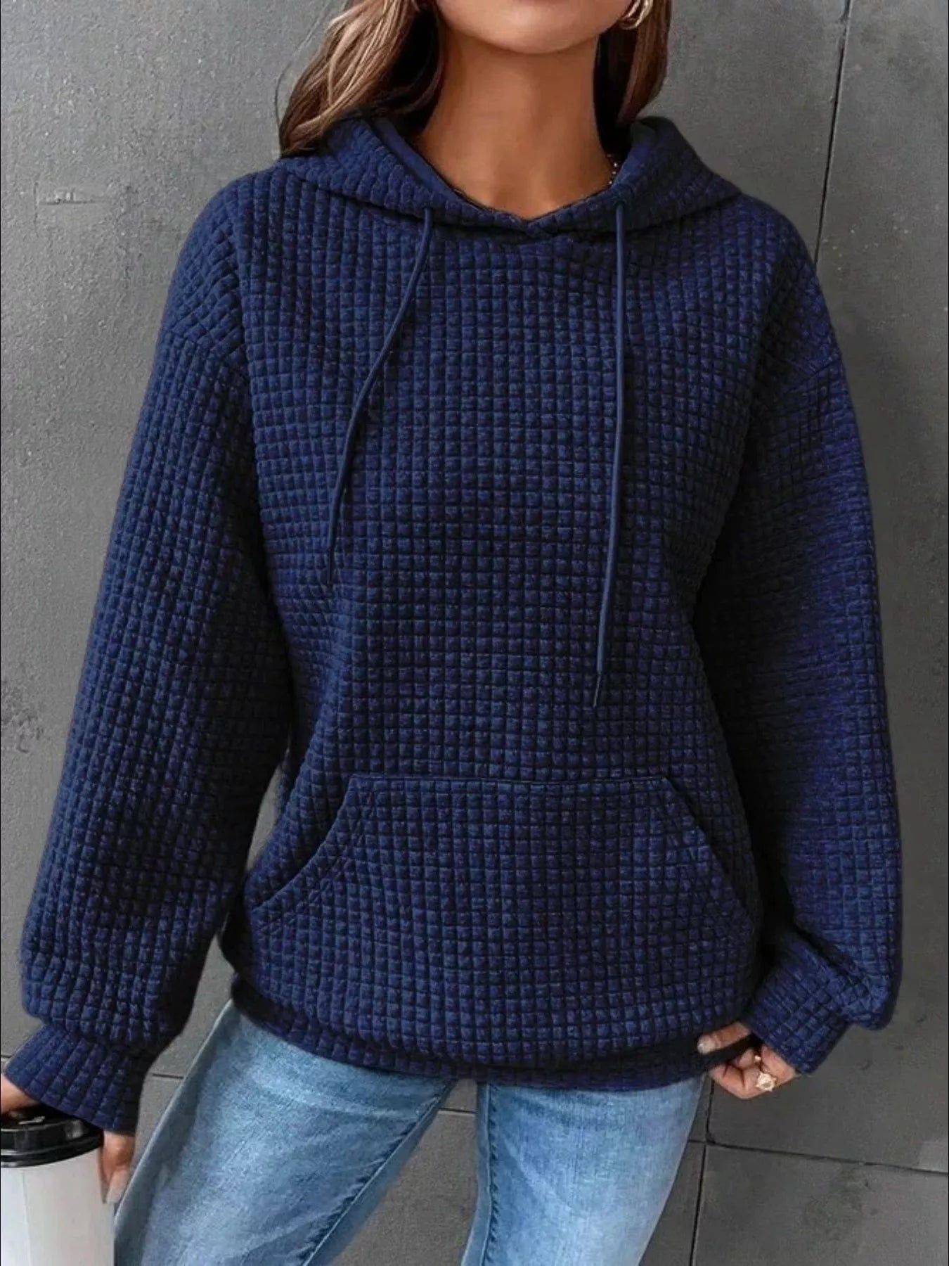 Textured Kangaroo Pocket Hoodie