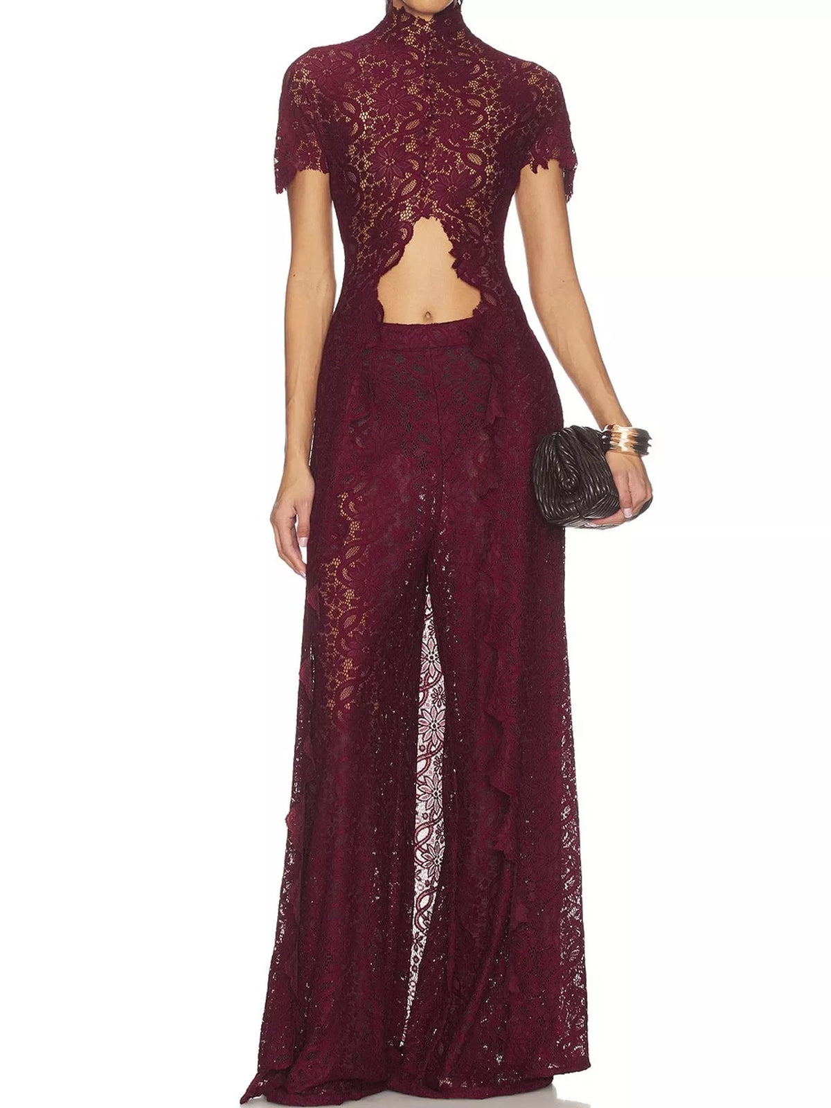 Openwork Lace Top and Pants Set