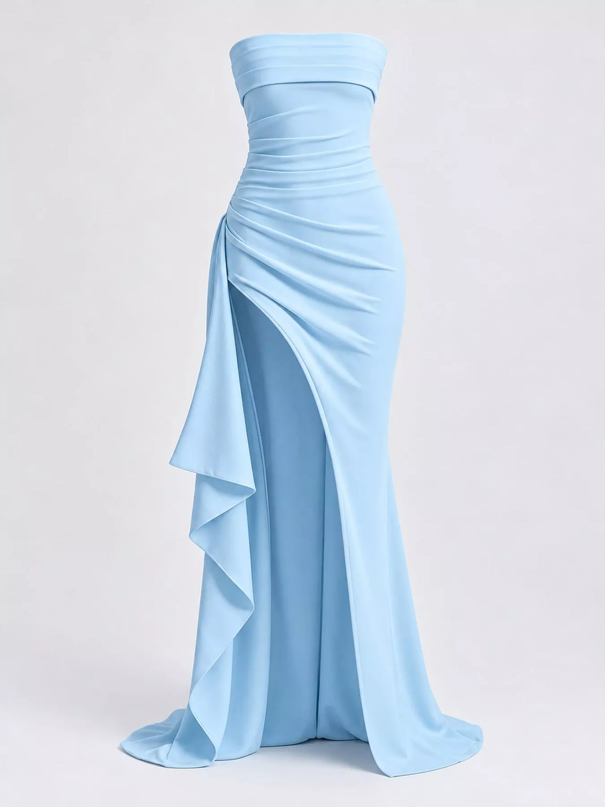 Strapless High-Slit Bodycon Maxi Dress