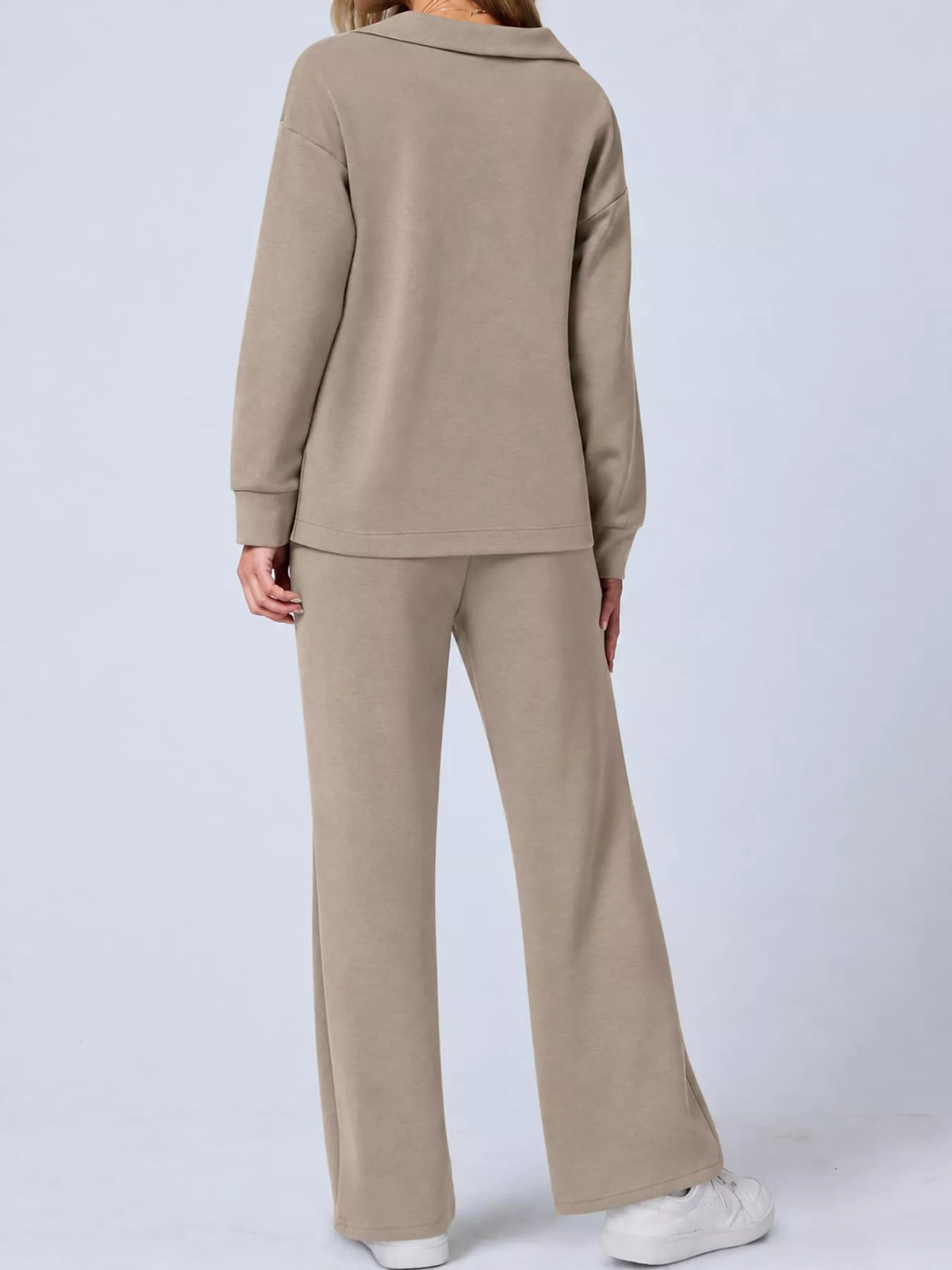 Dropped Shoulder Top and Drawstring Pant Set