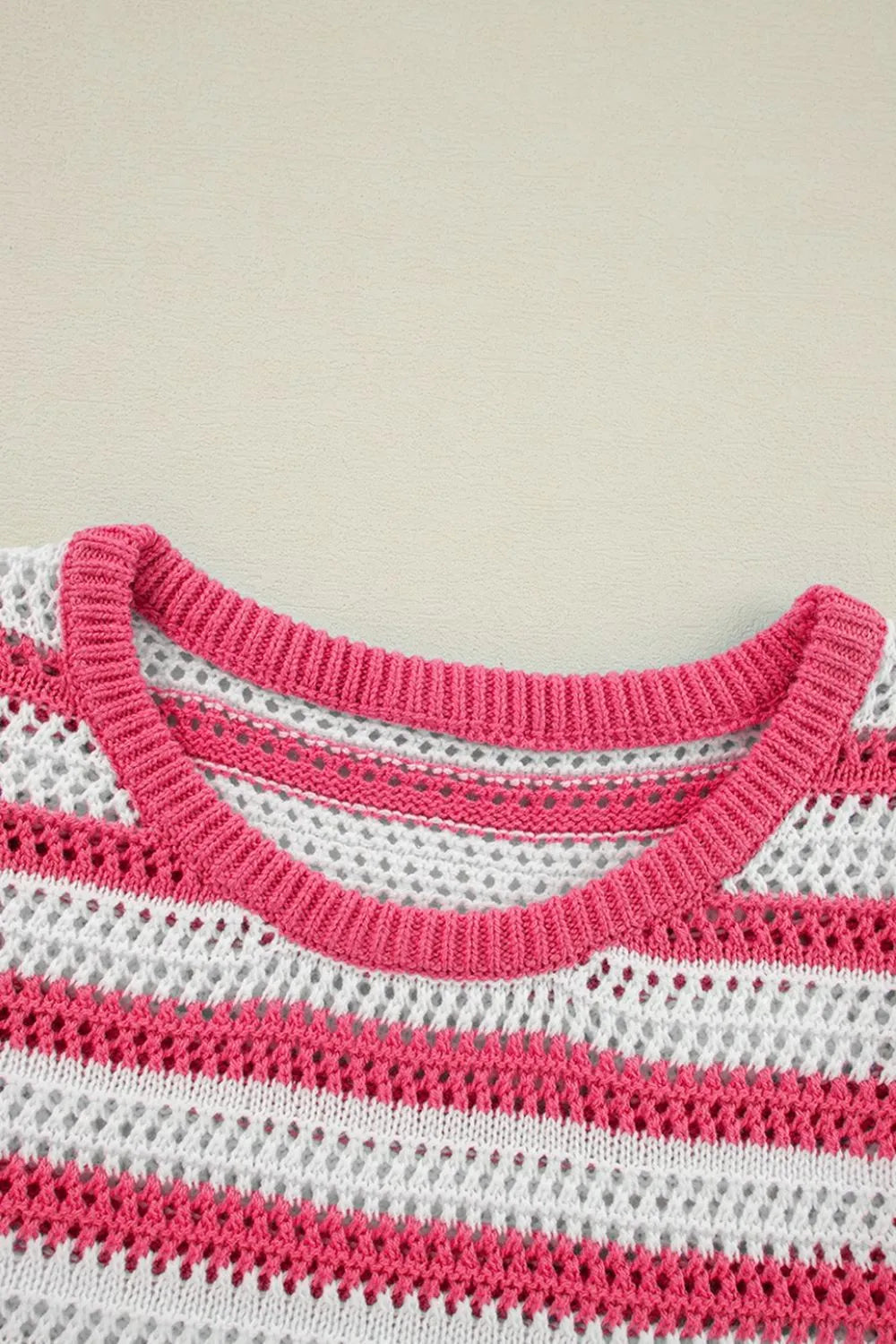 Striped Hollow-Knit Sleeveless Sweater Dress