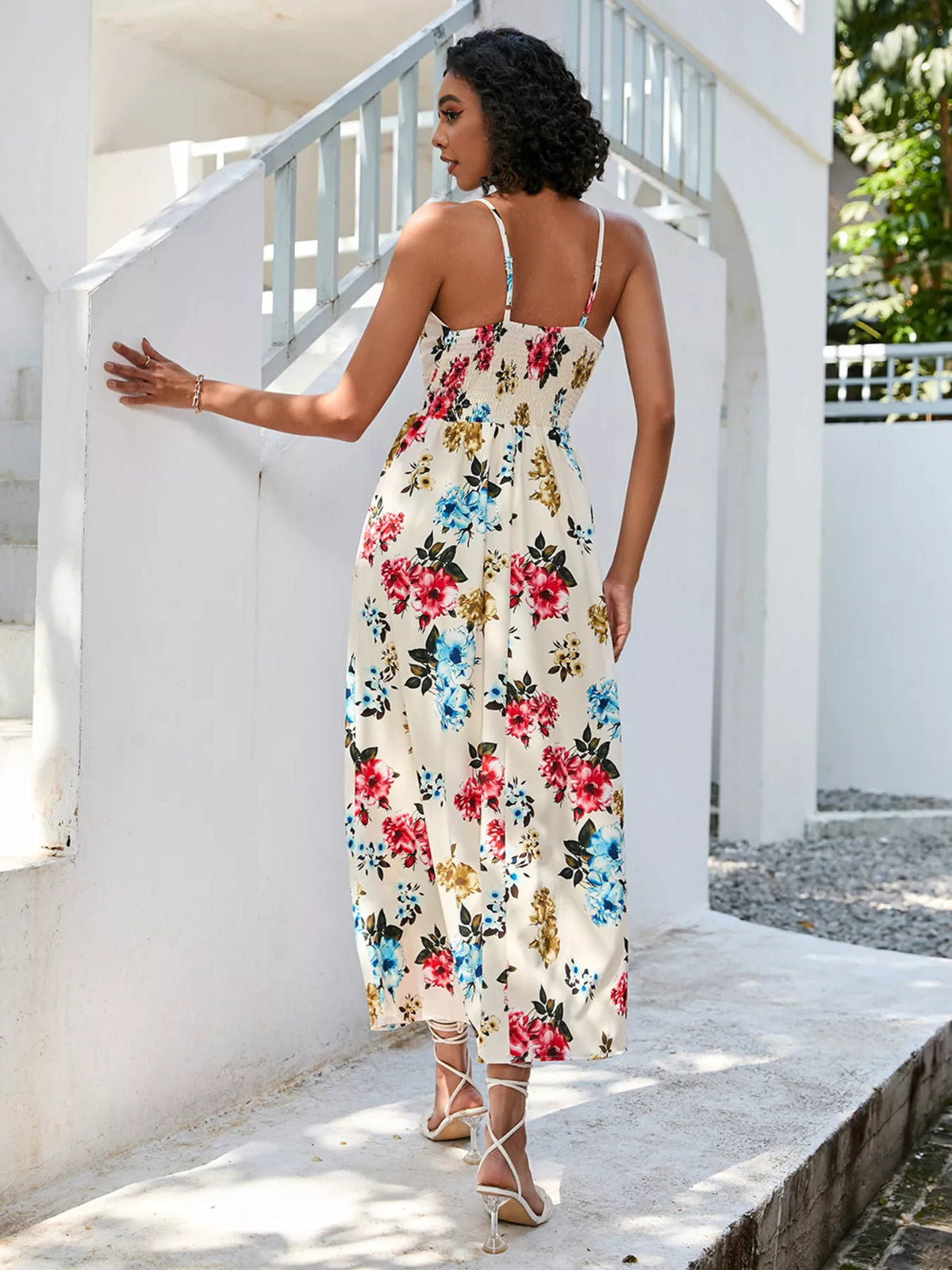 Floral Spaghetti Strap Midi Dress in Scarlet