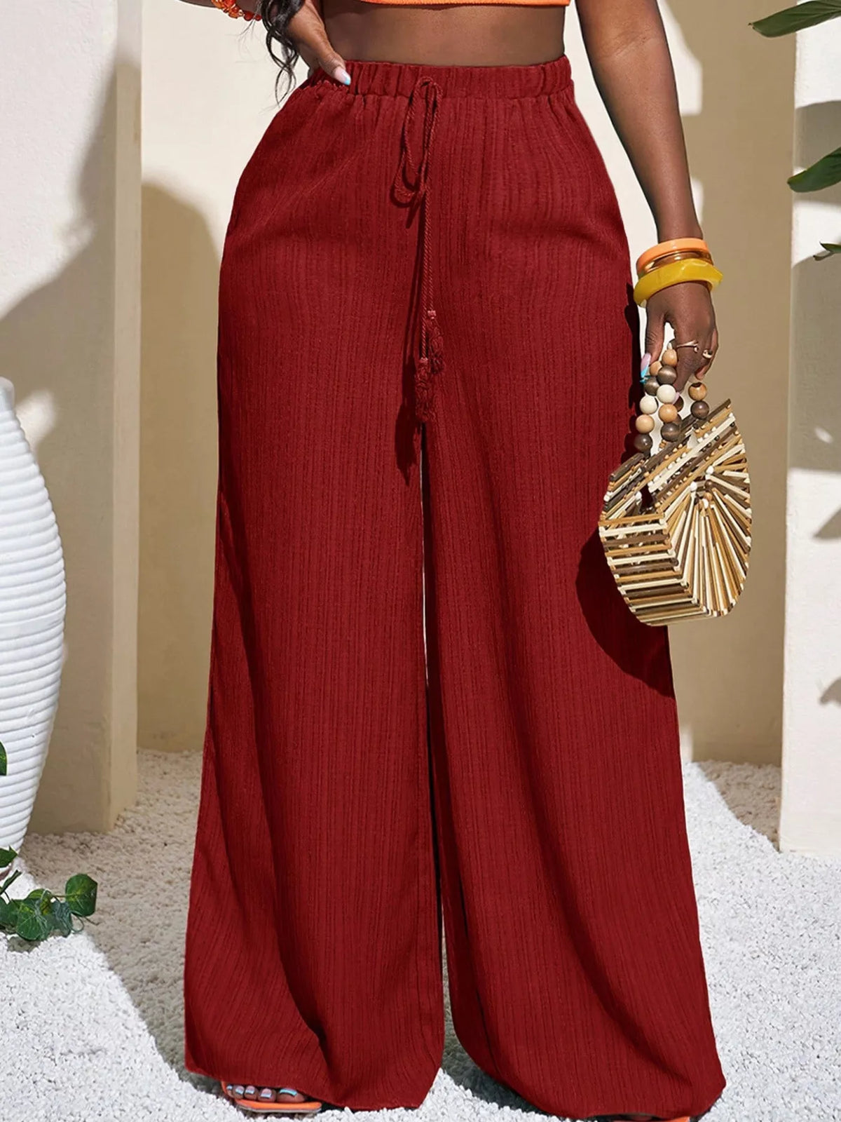 Wide-Leg Drawstring Pants