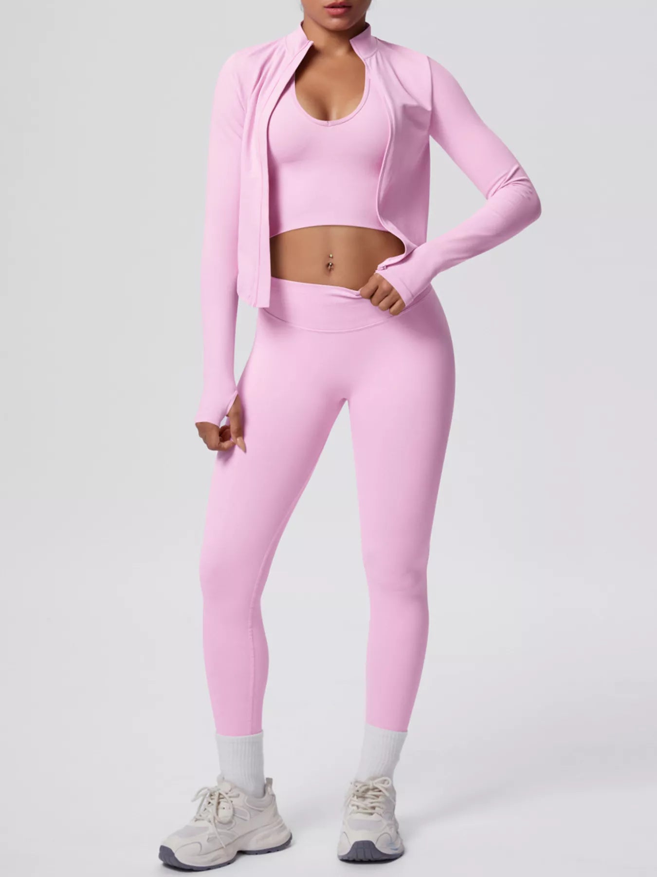 Zip-Up Jacket Tank and Leggings Active Set