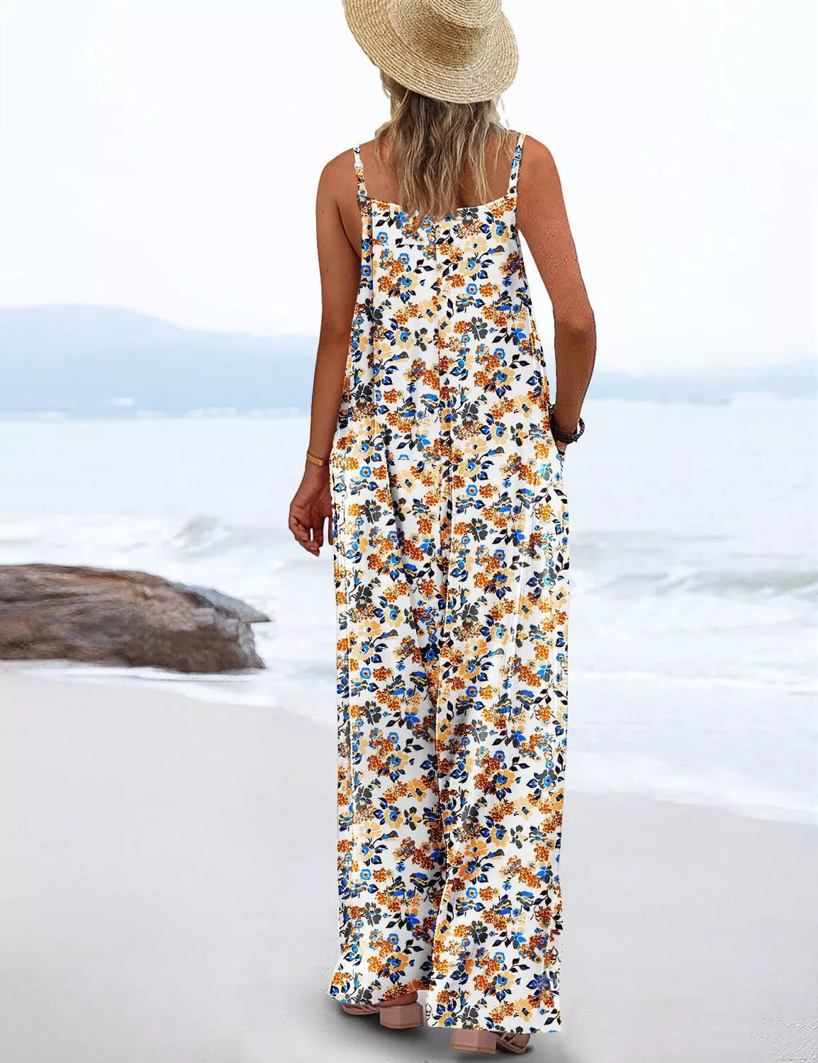 Floral Print Wide Leg Jumpsuit