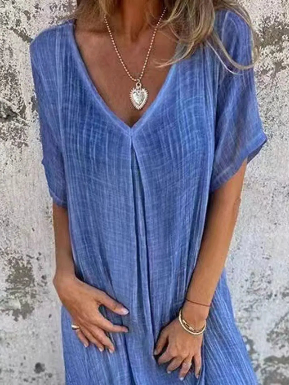 Plus Size V-Neck Midi Dress