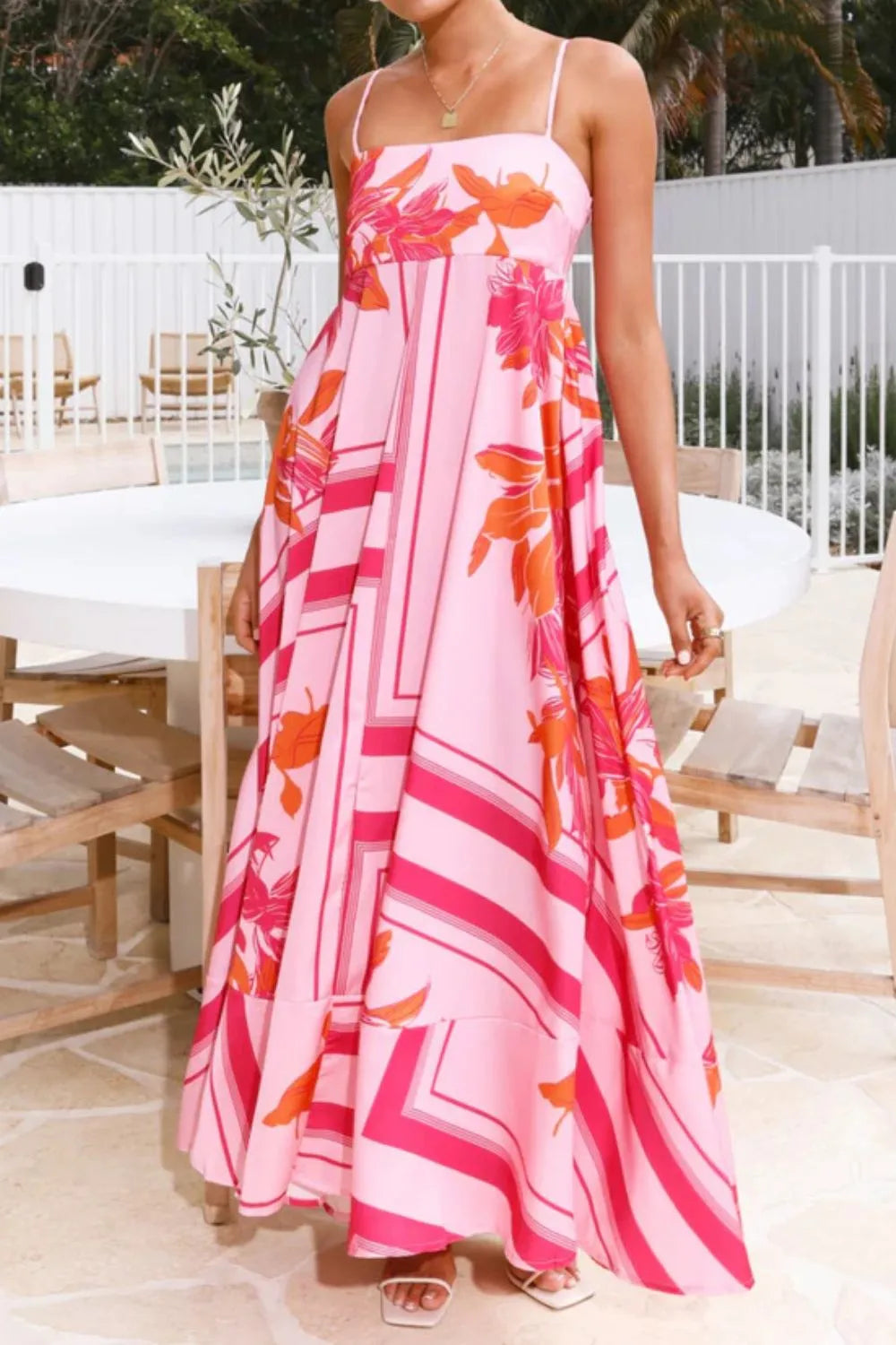 Printed Square Neck Cami Maxi Dress