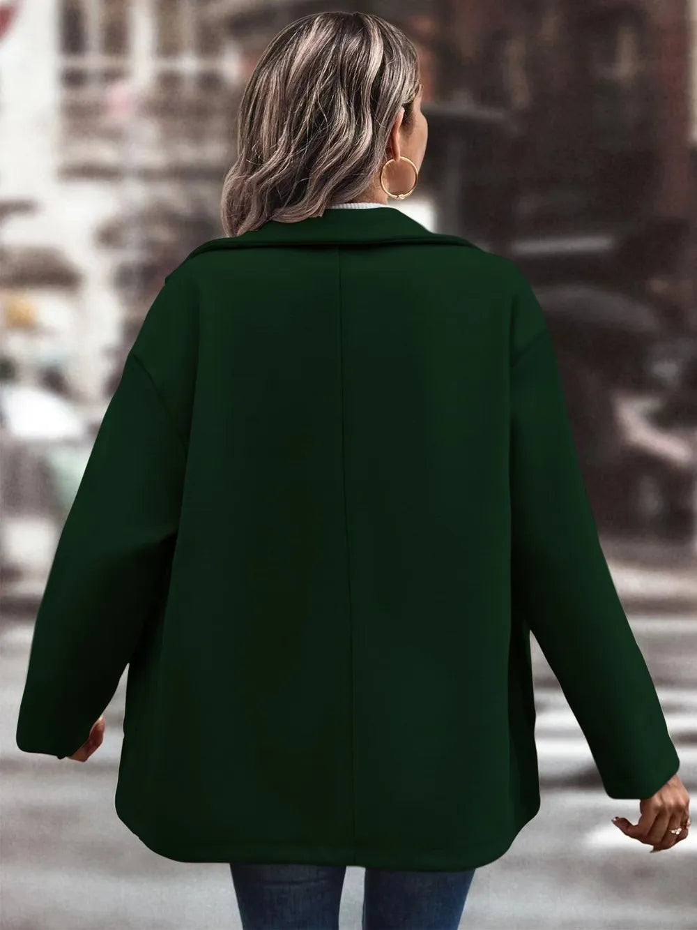 Collared Button-Up Jacket in Black Forest