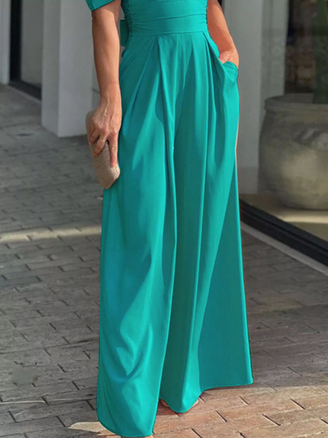 Puff Sleeve Wide Leg Jumpsuit