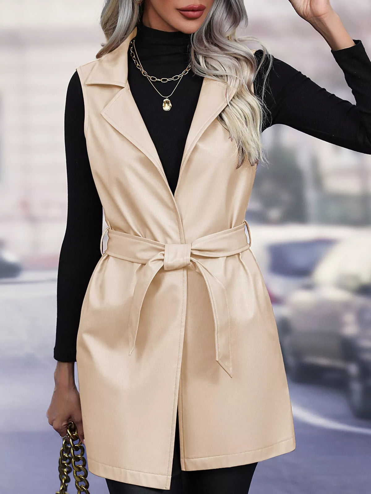 Tie-Waist Longline Vest Coat