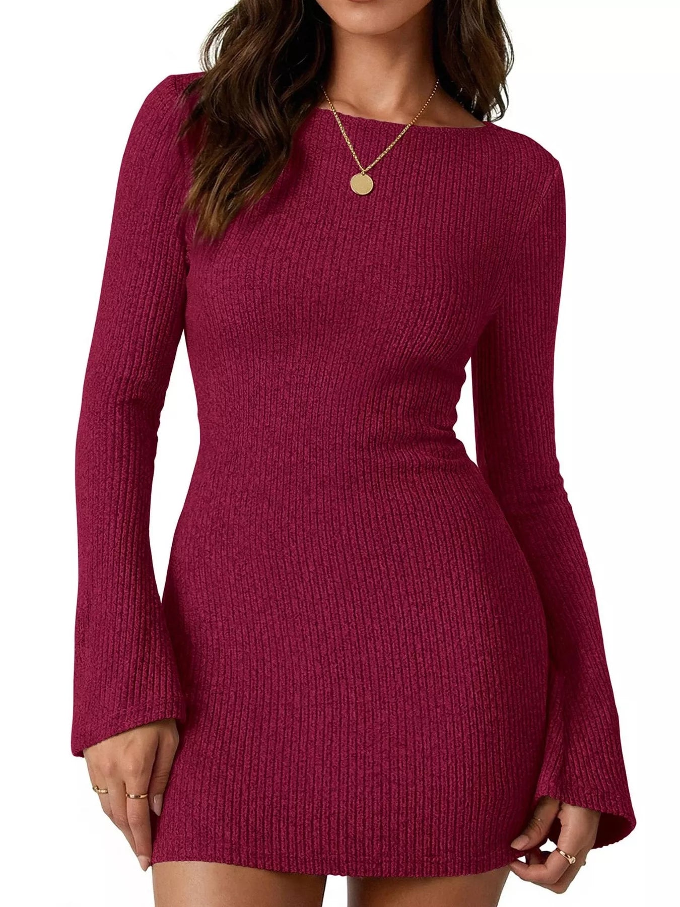 Ribbed Knit Slim Fit Sweater Dress