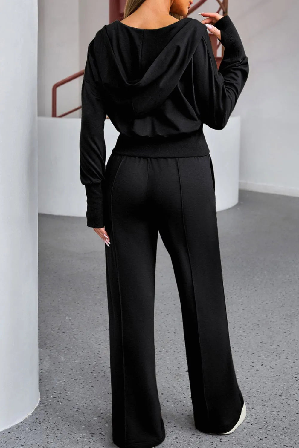 Zip-Up Hoodie and Drawstring Pants Active Set