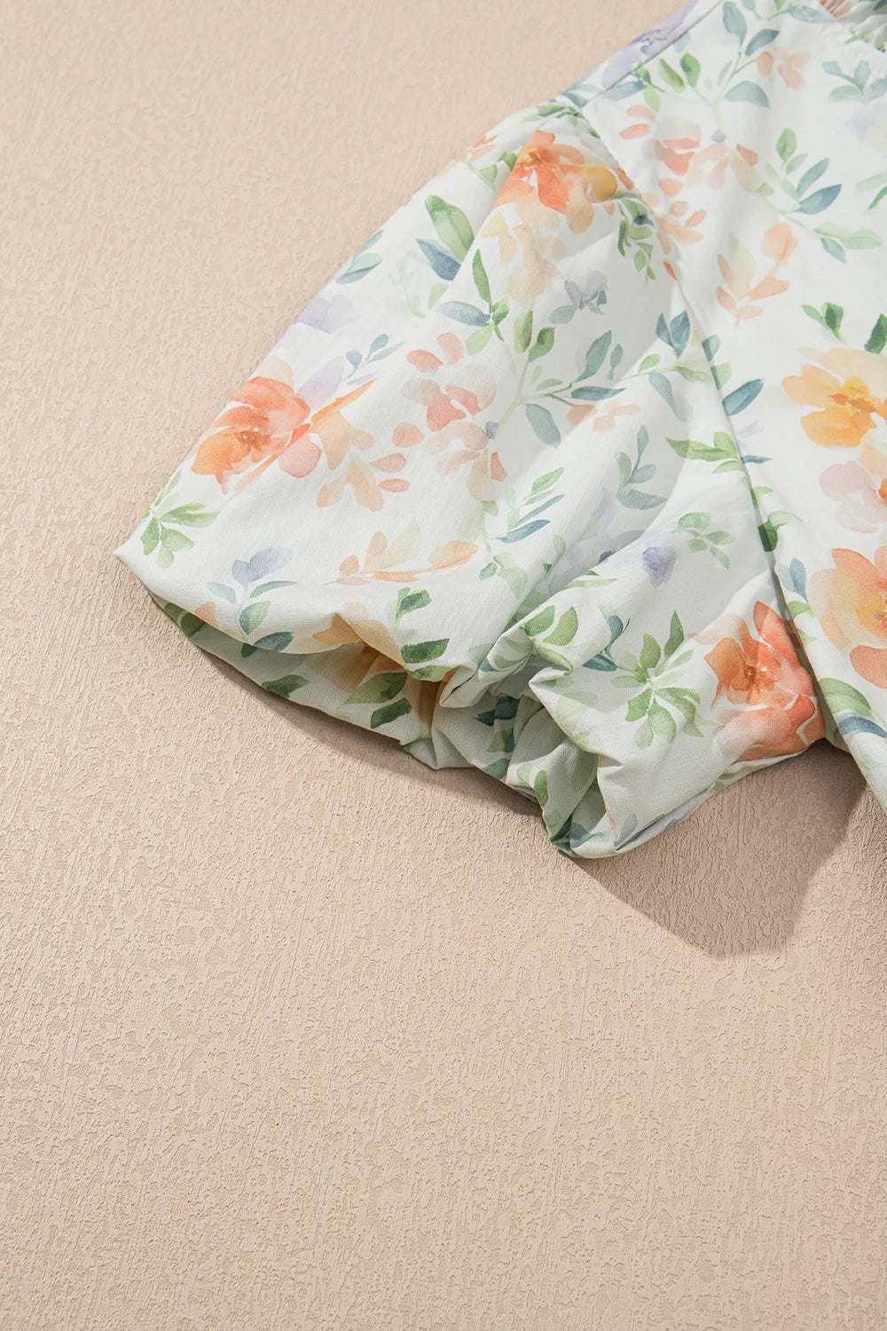 Notched Puff Sleeve Dress in Floral