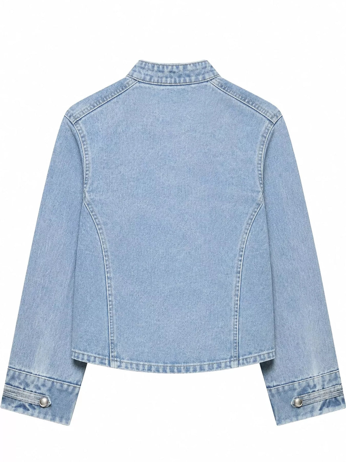 Decorative Button Cropped Denim Jacket