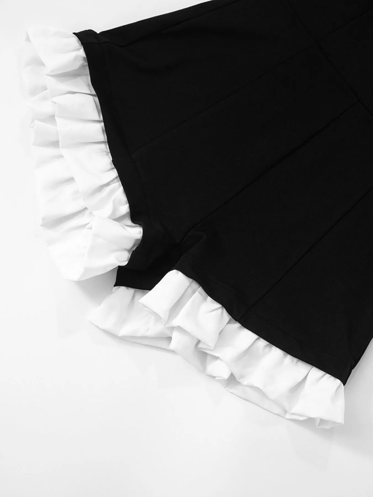 Halter Neck Ruffled Hem Romper in Black