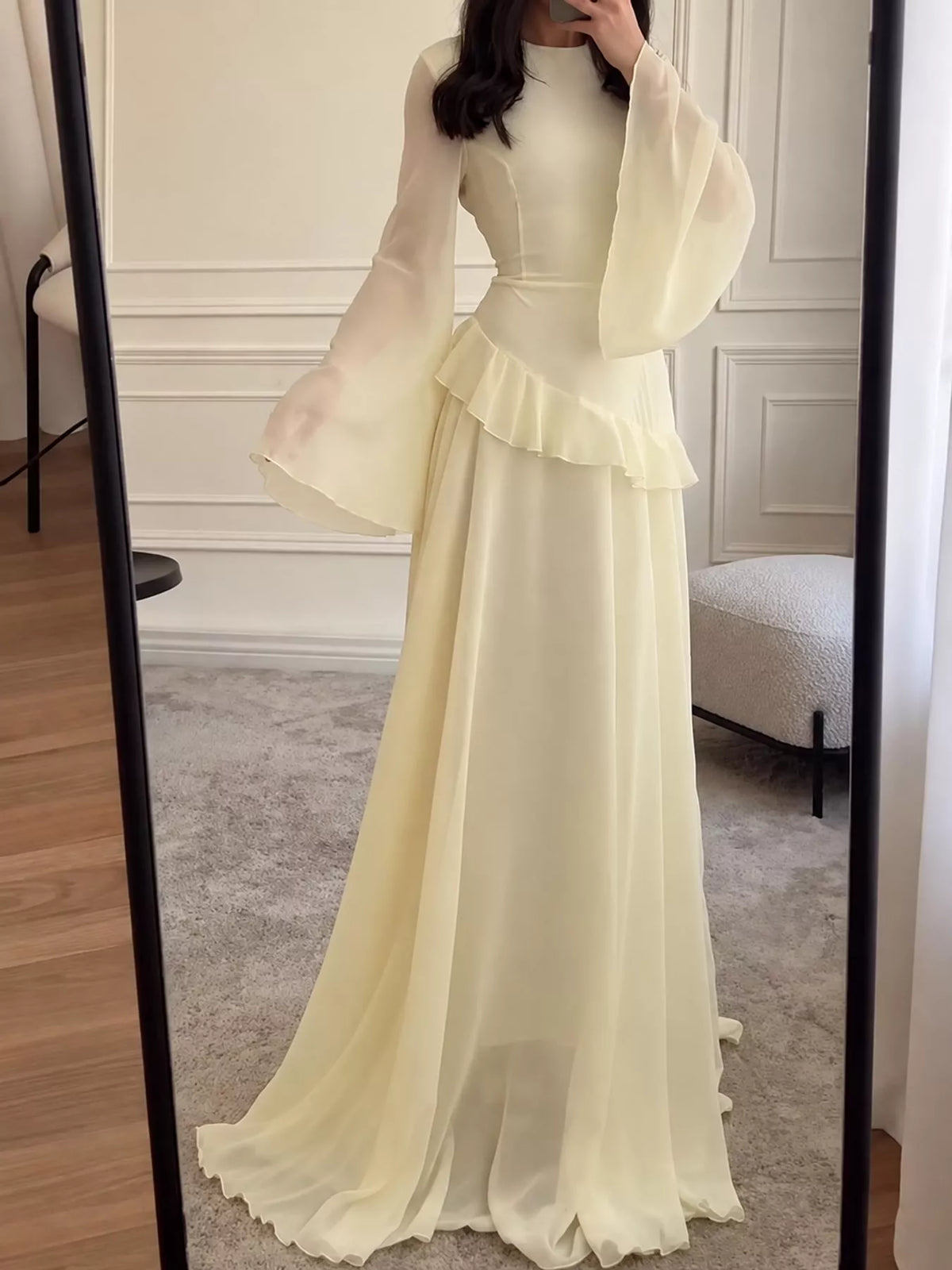 Ruffled Flare Sleeve Maxi Dress