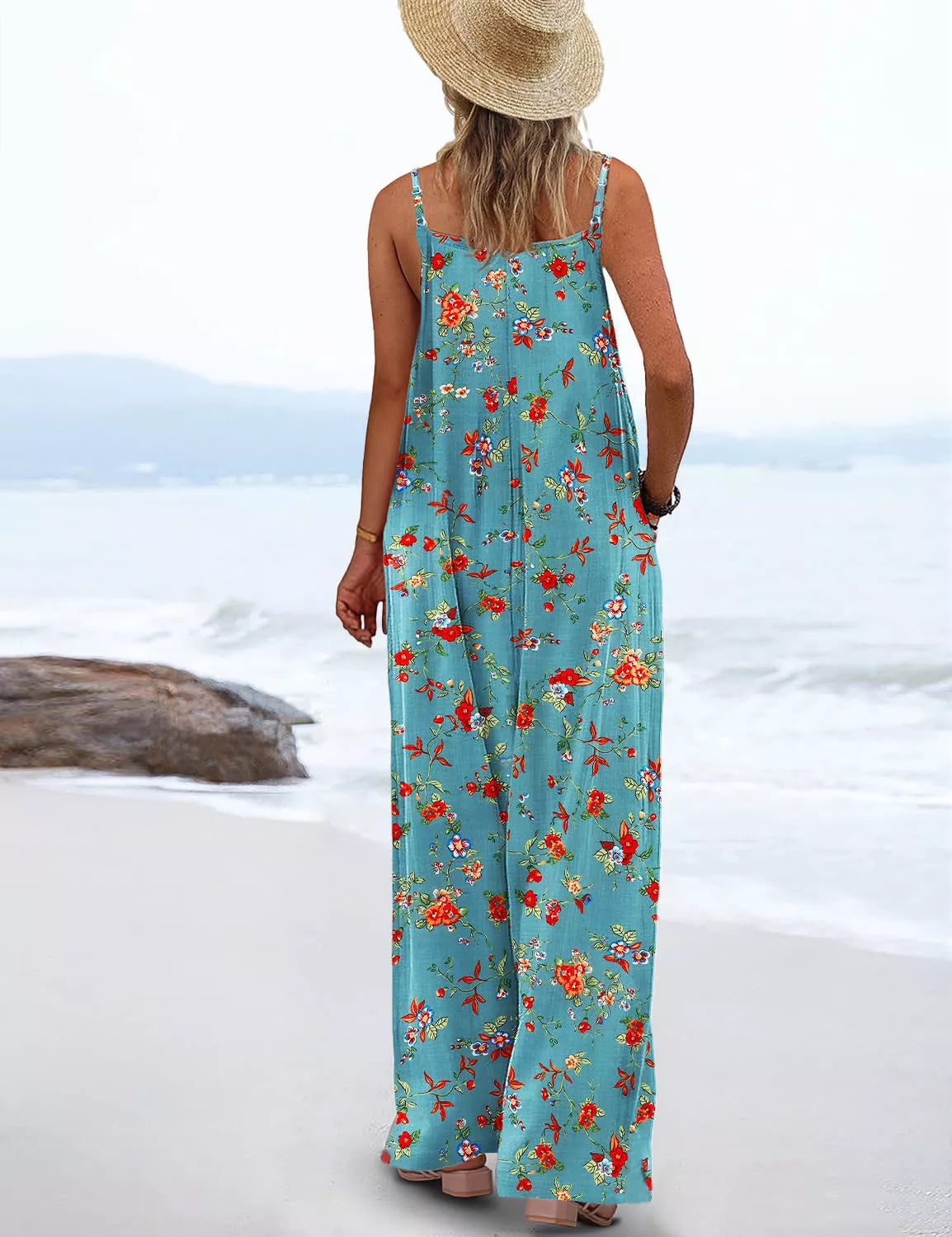 Floral Print Wide Leg Jumpsuit