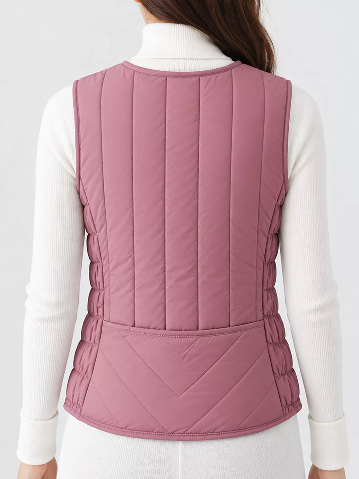Quilted Button-Up Vest Coat