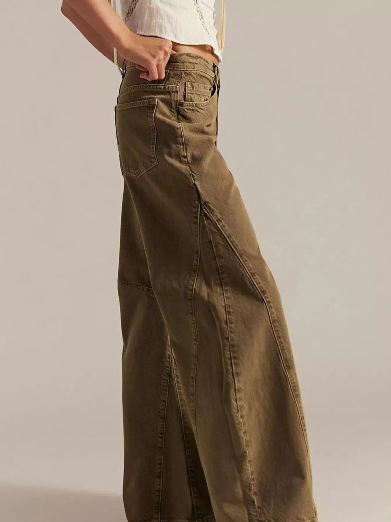 Washed Wide Leg Jeans with Pockets by Dreamy Drapes