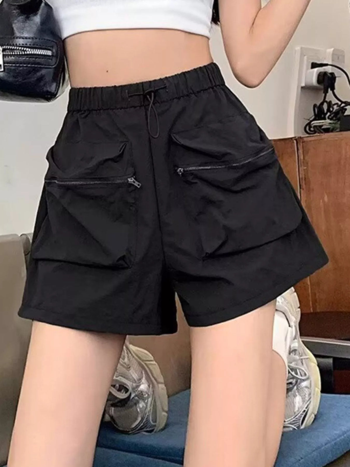 High Waist Cargo Shorts