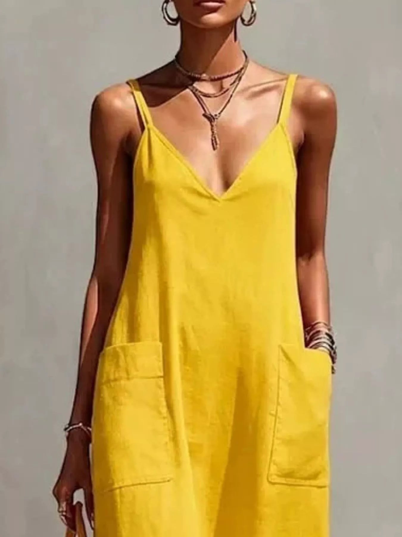 Fringe V-Neck Spaghetti Strap Dress
