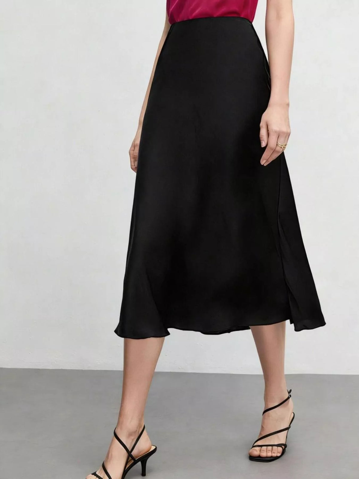 High-Waist Midi Skirt in Black