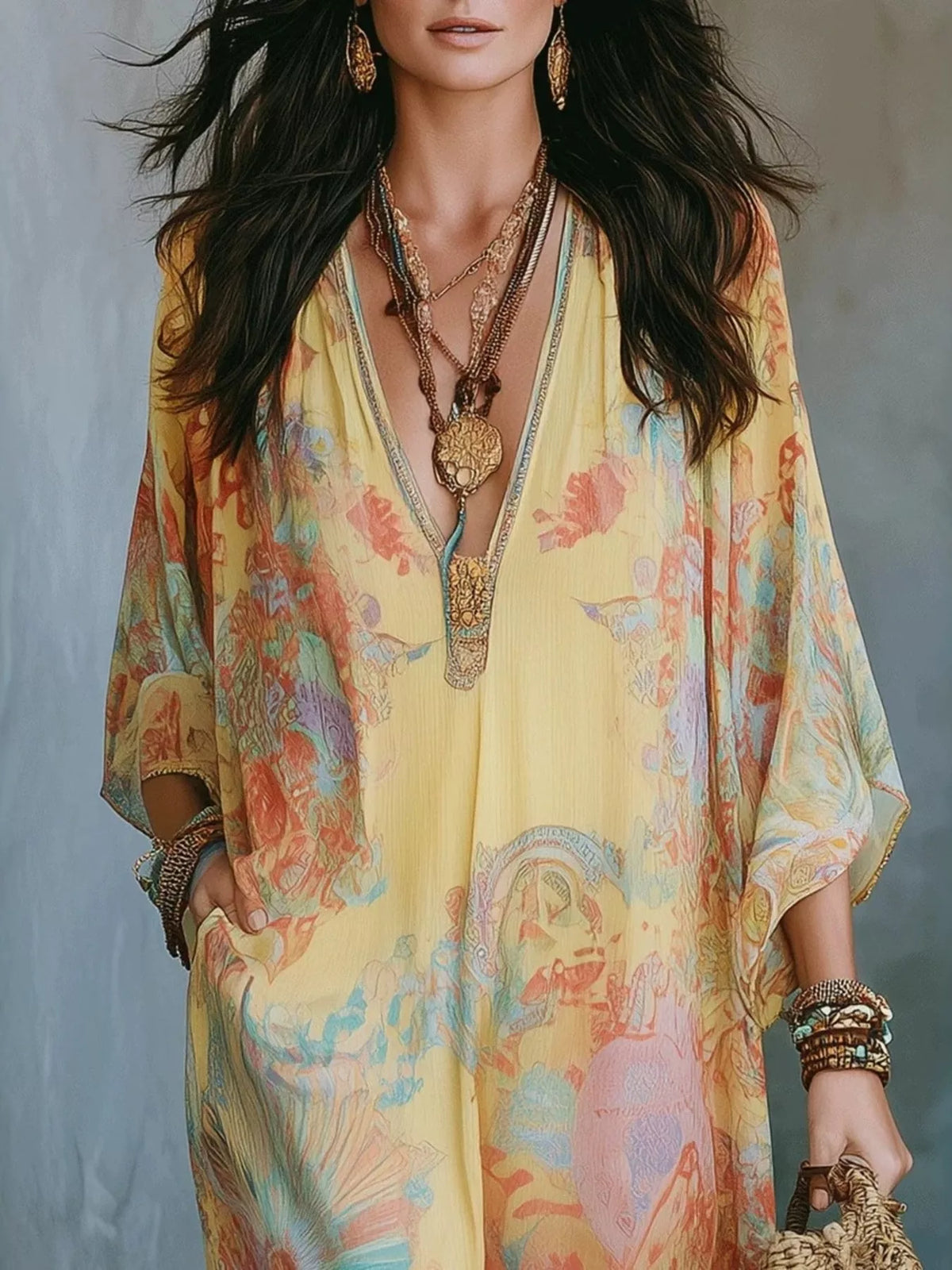 Floral V-Neck Maxi Dress by Kaelinne