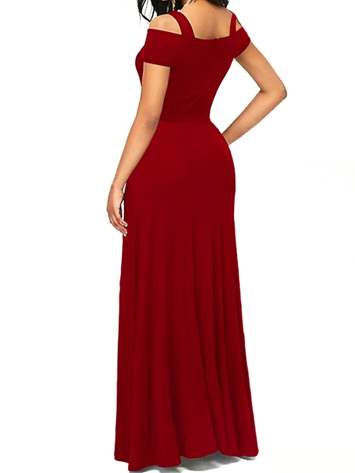 Off-Shoulder Cutout Slit Maxi Dress