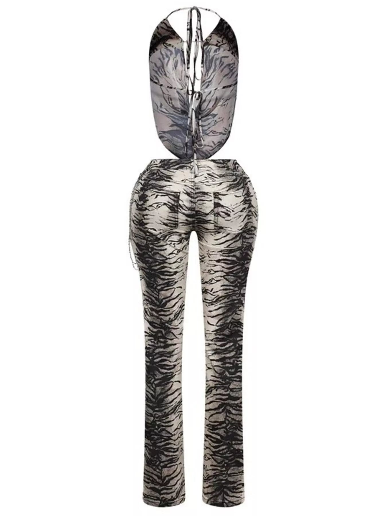 Zebra Print Sleeveless Top and Pants Set