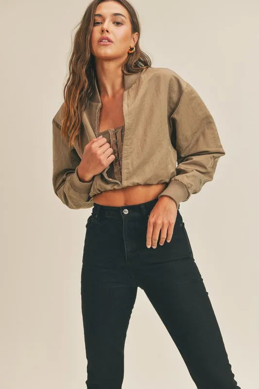Two-Way Long Sleeve Jacket in Mocha