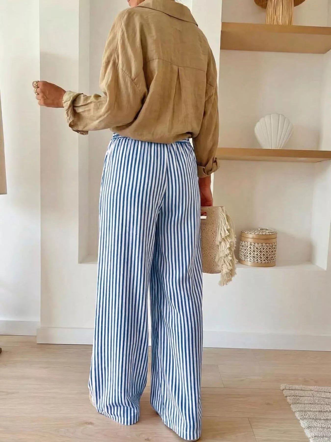 Striped Wide-Leg Pants