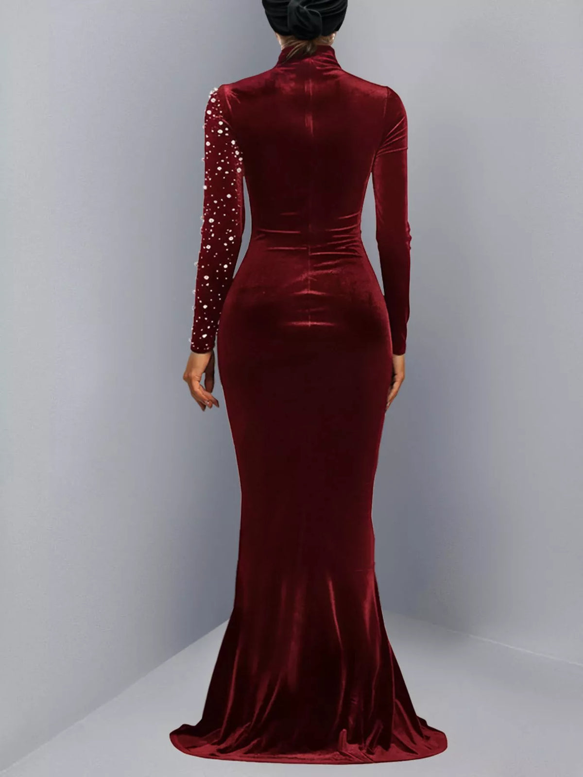 Rhinestone Velvet Mermaid Maxi Dress