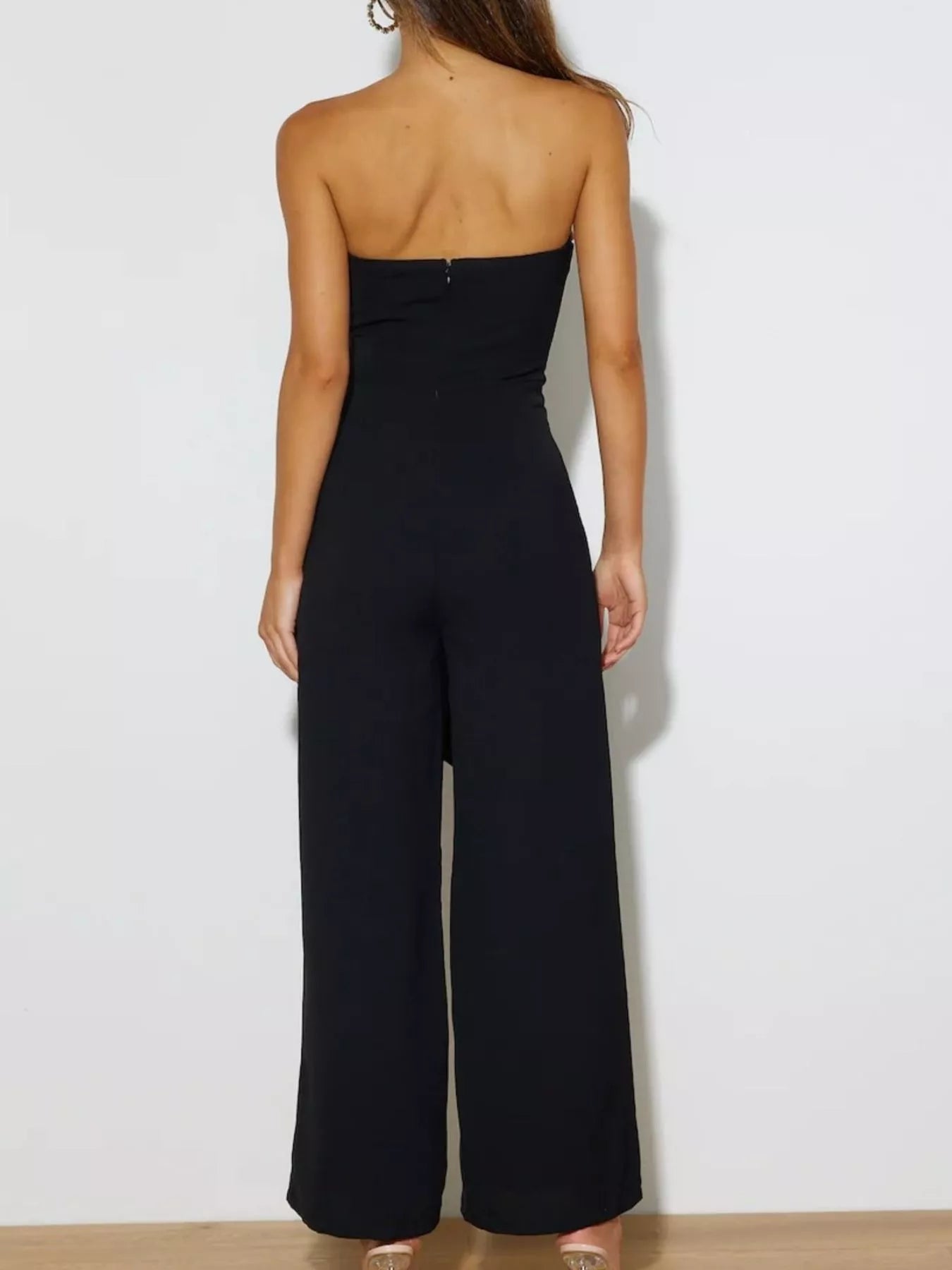 Contrast Tube Wide Leg Jumpsuit in Black