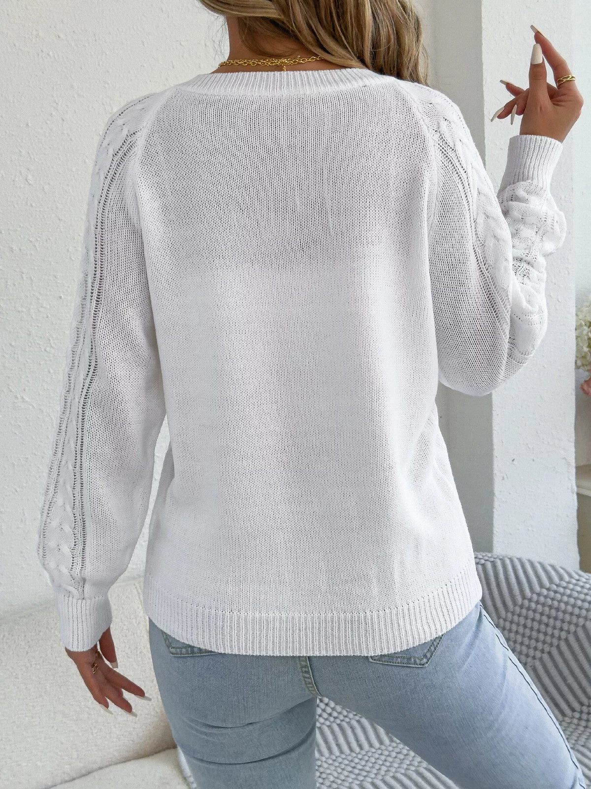 Cable-Knit Button-Front Cardigan by Clise